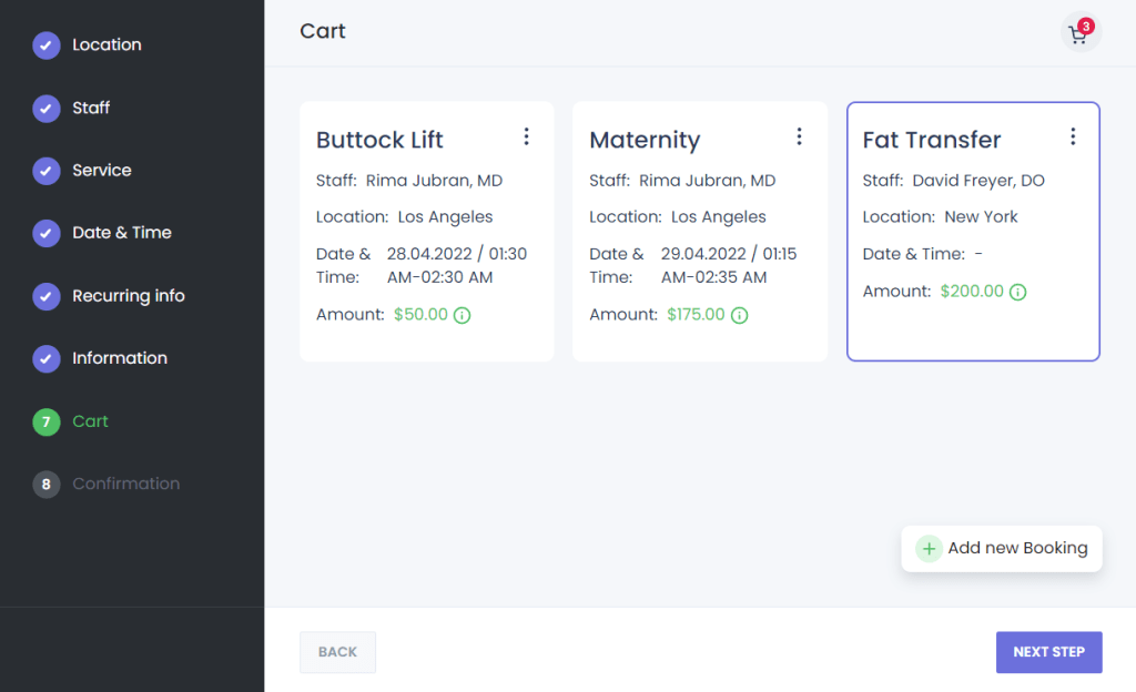 Multi Slot Booking Page